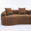 LY-025 Curved Sofa Toffee Caramel Full Compression Sponge Sectional, 30D Chenille Modular Couch for Apartment & Living Room, 800 lbs 110"L, 60 Firmness with 4 Pillows