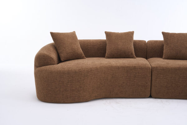 2502c83277f44bdaae5d08aff4d0bf32_c8ca5f5afb240df4b998e4f6f7e1d5fa LY-025 Curved Sofa Toffee Caramel Full Compression Sponge Sectional, 30D Chenille Modular Couch for Apartment & Living Room, 800 lbs 110"L, 60 Firmness with 4 Pillows