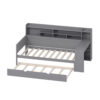 Wooden Twin Size Daybed with Storage Shelves, Multi-functional Bed with Twin Size Trundle Bed and  Study Desk, Gray