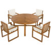 5-Piece Outdoor Patio Dining Set Acacia Wood Outdoor Dining Set Patio Furniture Set with Four  Armchairs and a Table for Garden, Balcony, Backyard, Beige