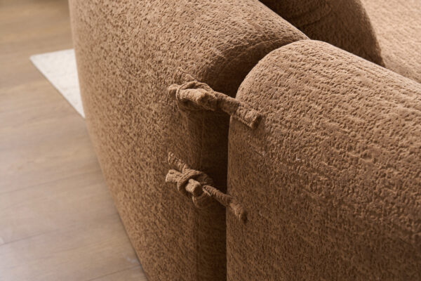 26e1d613b3bd4995a285673cd400cefe_d0e95aa590fe4b087ce6b7ca1cf9bf96 LY-025 Curved Sofa Toffee Caramel Full Compression Sponge Sectional, 30D Chenille Modular Couch for Apartment & Living Room, 800 lbs 110"L, 60 Firmness with 4 Pillows
