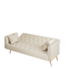 71 inch convertible love seat sofa, American retro beige velvet, suitable for small living room, bedroom, office