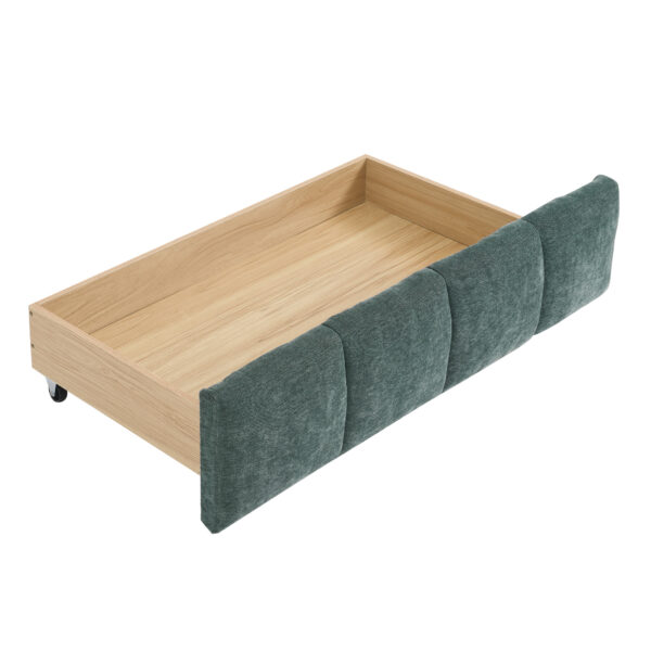 2702cb6dec0a4155ab678121878e2622_4bcb47377a17d934533169a7fc5a2c71 King Size Upholstered Bed ,comfortable upholstered bed frame, Chenille fabric, with headboard and solid bed frame. With drawer for storage-green(88.5''*85.5''*31'')