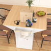 K&K 55.7'' Large Kitchen Island with 2 Drop Leaf,, Rolling Kitchen Cart on 5 Wheels with Power Outlet, Folding Storage Dining Table with Spice & Towel Rack , 3 Drawers, for Kitchen, Dining Room,White