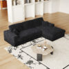 114.5'Modern Corduroy Modular foam Sofa, Recliner Seat reversible Sofa, 2-in-1 Sofa with Recliner and L-Shaped Sofa Combination with Three Cushion Neck Pillow Combination and Two Throw Pillows