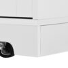 K&K 55.7'' Large Kitchen Island with 2 Drop Leaf,, Rolling Kitchen Cart on 5 Wheels with Power Outlet, Folding Storage Dining Table with Spice & Towel Rack , 3 Drawers, for Kitchen, Dining Room,White