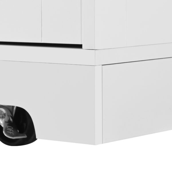 K&K 55.7'' Large Kitchen Island with 2 Drop Leaf,, Rolling Kitchen Cart on 5 Wheels with Power Outlet, Folding Storage Dining Table with Spice & Towel Rack , 3 Drawers, for Kitchen, Dining Room,White