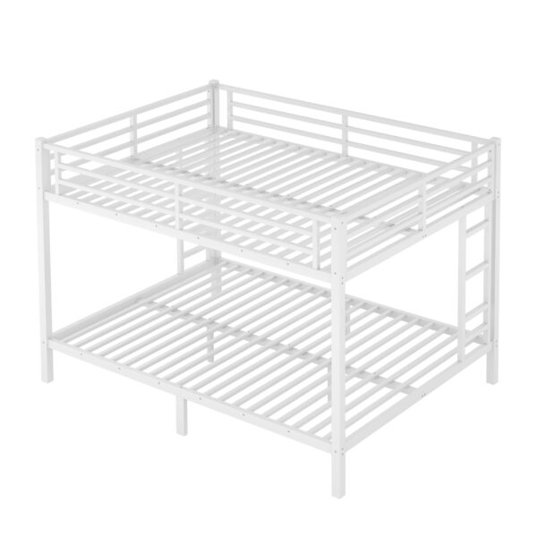 Metal Queen over Queen Bunk Bed for Teens and Adults,Space-Saving/Noise Reduced/No Box Spring Needed,White