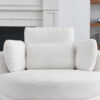 39"W Oversized Swivel Chair with moon storage ottoman for Living Room, Modern Accent Round Loveseat Circle Swivel Barrel Chairs for Bedroom Cuddle Sofa Chair Lounger Armchair, 4 Pillows, Teddy Fabric