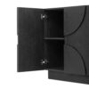 TREXM 4-Door Large Storage Sideboard, Wood Sideboard Cabinet with Semi-Circular Handles and Adjustable Shelves for Dining Room, Kitchen, and Living Room (Black)