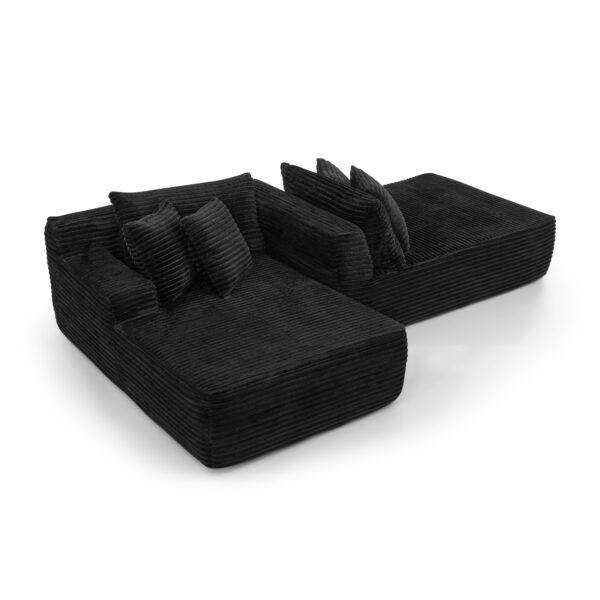 29206aae980f454589a660719dfcc73d_eee2d92e4646bd937090beb56be0b704 Two-seater lazy sofa lounge chair,Compressed sofa no assembly required, made of velvet fabric, fluffy modern lounge chair, used for indoor living rooms and bedrooms-Black