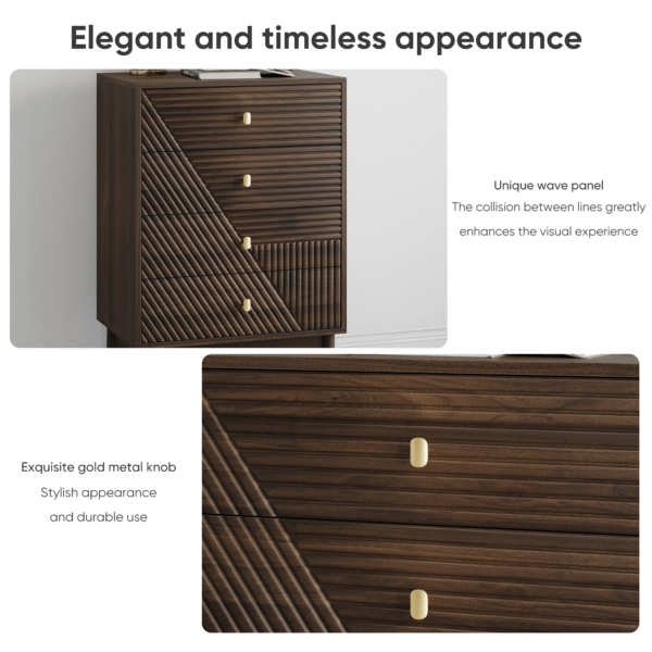4 drawer dresser, modern wardrobe dresser chest of drawers, wooden storage storage cabinet, dresser storage cabinet, suitable for living room, bedroom, corridor (walnut )