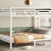 Metal Queen over Queen Bunk Bed for Teens and Adults,Space-Saving/Noise Reduced/No Box Spring Needed,White