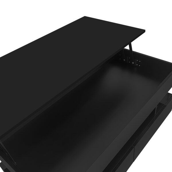 U-Can Lift-Top Coffee Table with 2 Drawers, Modern Coffee Table with Adequate Hidden Compartment, Multi-Functional Lift-Top Coffee Table with High-Gloss Finish for Living Room