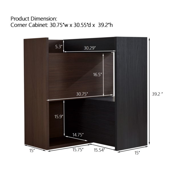 32.5''-58.8'' Extendable & Rotating Cabinet with 1 Drawer, 90-Degree Corner Cabinet, Multifuctional Storage Combination Cabinet for Living Room, Hallway, Entryway, Black & Walnut