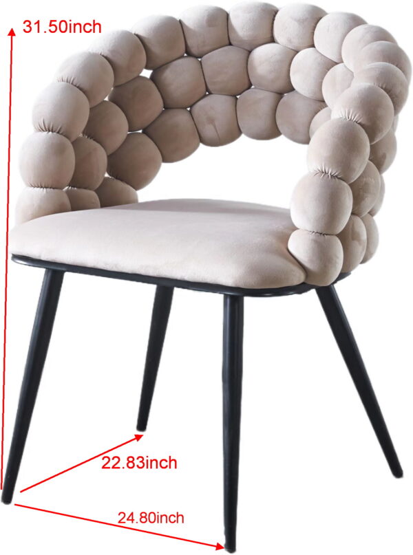 white Modern chair(set of 2 ) with golden color iron tube legs,  soft cushions and comfortable backrest, suitable for dining room, living room, cafe,hairball back