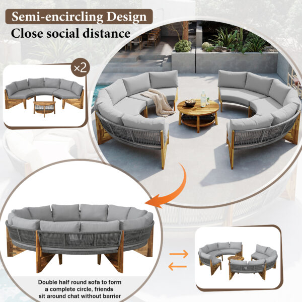 U_STYLE 6 - Person Outdoor Seating Group with Cushions and A Coffee Table(old sku:WY000379AAE)