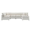 130*65" Modern Modular Cloud Sofa Bed, 6 Seat Chenille Sectional Couch Set with Ottoman,Free Combination,Convertible U Shaped Sleeper Sofa for Living Room, Apartment, 3 Colors
