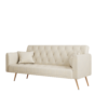 71 inch convertible love seat sofa, American retro beige velvet, suitable for small living room, bedroom, office