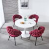 wine red  Modern chair(set of 2 ) with golden color iron tube legs,  soft cushions and comfortable backrest, suitable for dining room, living room, cafe,hairball back