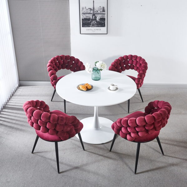 wine red  Modern chair(set of 2 ) with golden color iron tube legs,  soft cushions and comfortable backrest, suitable for dining room, living room, cafe,hairball back