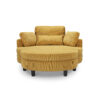 51-inch beige corduroy sofa with two throw pillows and a waist pillow with an extra tray for comfortable seating suitable for small apartment bedroom space