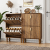 Shoe Storage Cabinet with 2 Flip Drawers,Free standing Shoe  Cabinet with Metal Handles for Entryway,Shoe Rack Cabinet with line groove design,23.6"W