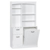 Bathroom Storage Cabinet with Tilt-Out Hamper, 70.9'' Tall Free Standing Organizer with Drawers & Adjustable Shelves, MDF Linen Tower with Steel Handles, White Finish
