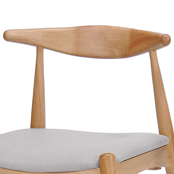 5-Piece Mid-Century Modern Dining Set - Solid Wood Frame Table + 4 Beige Upholstered Chairs(White Oak+Beige)