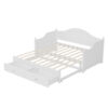 Twin Size Wood Daybed Extended Bed with Storage Drawers Wooden Sofa Bed for Living Room Guest Room, White