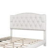 Upholstered Platform Bed with Saddle Curved Headboard and Diamond Tufted Details, Queen, Beige