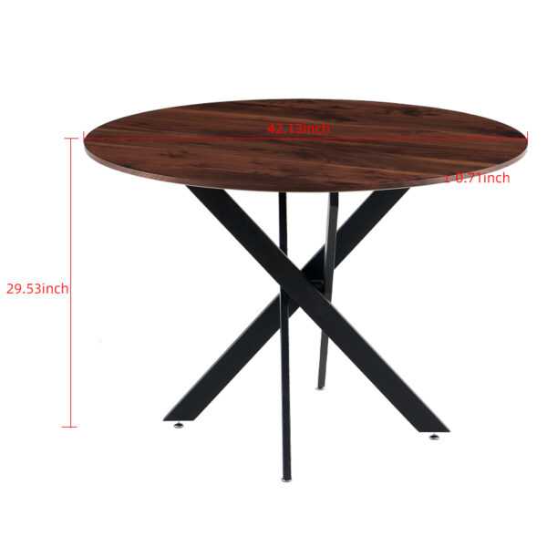 30e0800868024f6395c746379916a85a_9a7bb027a815f08e8a7d689e3e44a279 42.1"BLACK AND WOOD COLOR Table Mid-century Dining Table for 4-6 people With Round Mdf Table Top, Pedestal Dining Table, End Table Leisure Coffee Table,cross leg