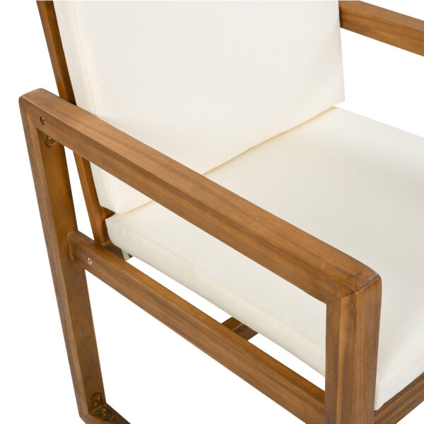5-Piece Outdoor Patio Dining Set Acacia Wood Outdoor Dining Set Patio Furniture Set with Four  Armchairs and a Table for Garden, Balcony, Backyard, Beige