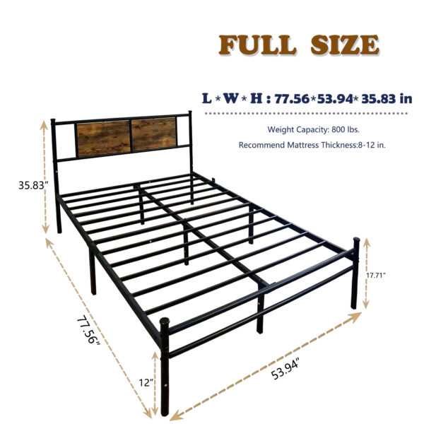314db142d2714f7bbf8f0830d17b8871_f6c62db5e7f2cbea79eba026f7e53bdf Queen Size Metal Bedframe with Wood Panel Headboard - Black+Brown