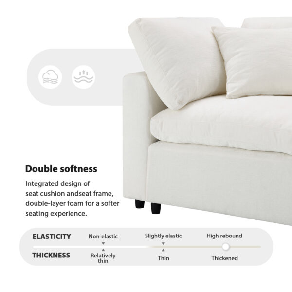 130*65" Modern Modular Cloud Sofa Bed, 6 Seat Chenille Sectional Couch Set with Ottoman,Free Combination,Convertible U Shaped Sleeper Sofa for Living Room, Apartment, 3 Colors