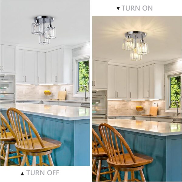319d758b76c0436ab276a2193329542e_c09440c5283faa3e056b219c6c0ca9a5 Semi Flush Mount Ceiling,3-Light Kitchen Mount,Hallway Light Fixtures Ceiling with Clear Crystal Shades for Kitchen Entryway Bedroom Bathroom Foyer