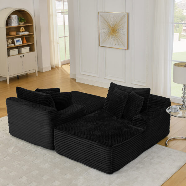 31a936d5e29940cbb4160111ab281e83_ad2e6cbe783f0906b9fc88b4758753af Two-seater lazy sofa lounge chair,Compressed sofa no assembly required, made of velvet fabric, fluffy modern lounge chair, used for indoor living rooms and bedrooms-Black