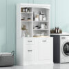 Bathroom Storage Cabinet with Tilt-Out Hamper, 70.9'' Tall Free Standing Organizer with Drawers & Adjustable Shelves, MDF Linen Tower with Steel Handles, White Finish