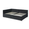 Full Size Upholstered Tufted Bed Frame with Two Drawers, Sofa Bed Frame with Comfortable Backrest and Armrests, Velvet, Black(79.5''x58''x25'')