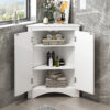 White Triangle Bathroom Storage Cabinet with Adjustable Shelves, Freestanding Floor Cabinet for Home Kitchen
