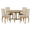 TREXM 5-Piece Farmhouse Dining Table Set Wood Round Extendable Dining Table and 4 Upholstered Dining Chairs (Natural Wood Wash)