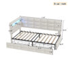 Upholstered Twin Size Daybed with Storage 2 Drawers and Charging Station, Day Bed Frame with LED Lights and Storage Headboard, No Box-Spring Needed, Beige