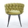 Green Modern chair(set of 2 ) with golden color iron tube legs,  soft cushions and comfortable backrest, suitable for dining room, living room, cafe,hairball back