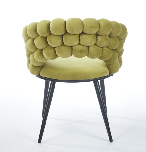 Green Modern chair(set of 2 ) with golden color iron tube legs,  soft cushions and comfortable backrest, suitable for dining room, living room, cafe,hairball back