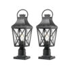 Outdoor Post Light,Lamp Post Light Fixture,Post Lantern with Pier Mount Base,Textured Black,21.3in,Suitable for Gardens, Yards or Entrances (2 pack)