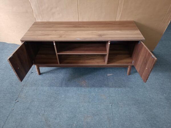 43.31 inch TV Stand, Mid-Century Modern TV Stand for 32/45 inch TV, Entertainment Center with Storage, Media Console Table for Living Room and Bedroom, Walnut