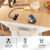 K&K 55.7'' Large Kitchen Island with 2 Drop Leaf,, Rolling Kitchen Cart on 5 Wheels with Power Outlet, Folding Storage Dining Table with Spice & Towel Rack , 3 Drawers, for Kitchen, Dining Room,White