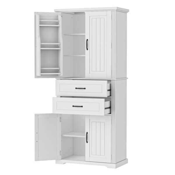Storage Cabinet with Multi-Functional Storage Space for Kitchen/Bathroom/Dining Room/Living Room , 2 Drawers with Slide Rails, Adjustable Shelf, White