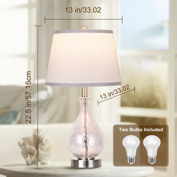 35755af0fd18460cb5dacc8829b93d13_88d2dfa4a3b19b2551db8413de0edbde Glass Table Lamp for Living Room Bedroom Set of 2, 22.5" LED Light with Touch Control, White 3 Way Dimmable Modern Bedside Lamps for Home Decor with White Fabric Shade