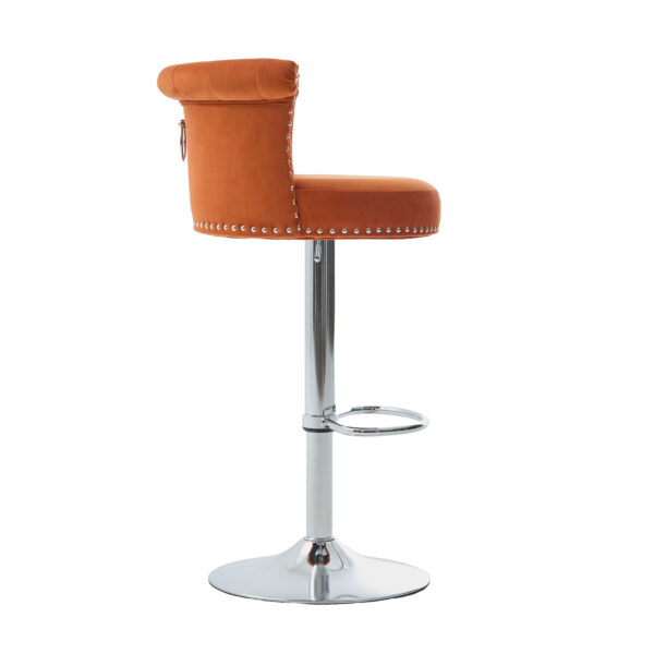 COOLMORE Velvet Bar Stool Set of 2, Adjustable Swivel Bar Stools with Silver Plated Metal Leg, Chrome Nailhead, Counter Height Chair for Kitchen,Dining Room